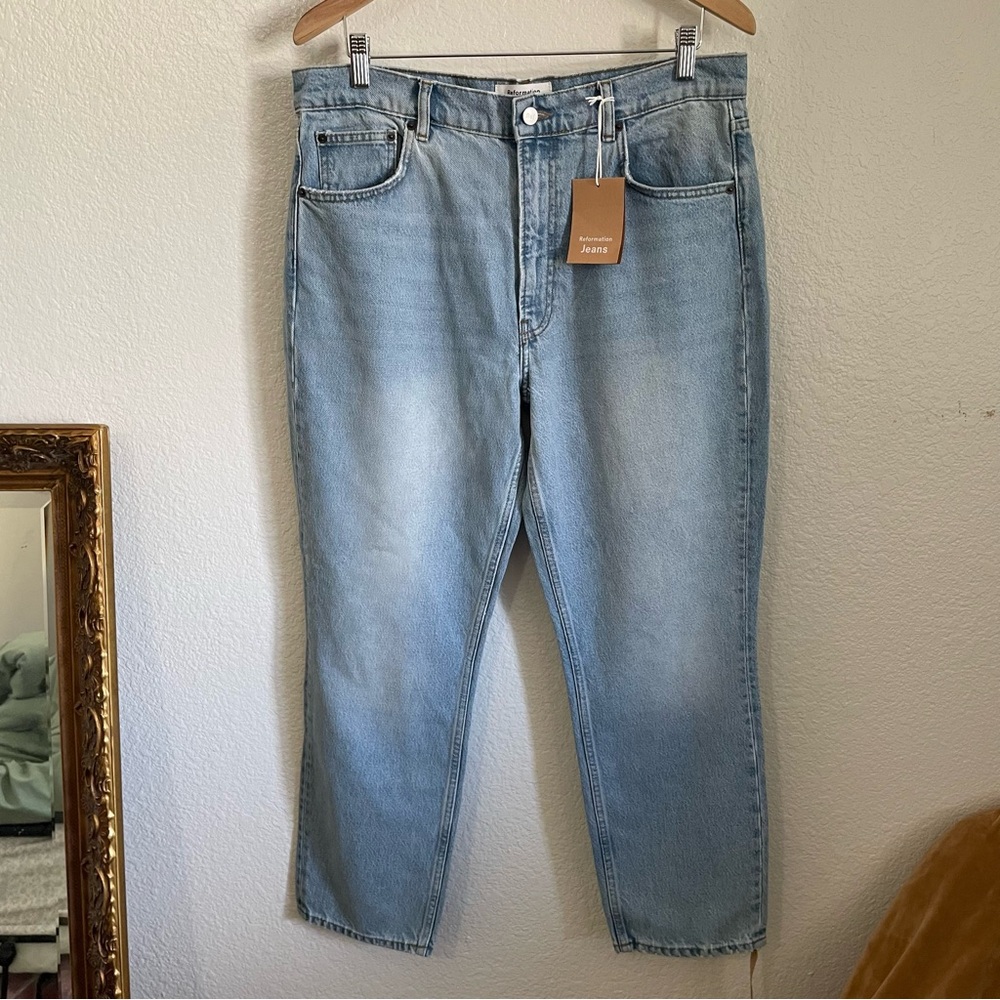 NWT Reformation Everyday Jean Tahoe Light Denim Blue High Waist Straight Leg 31